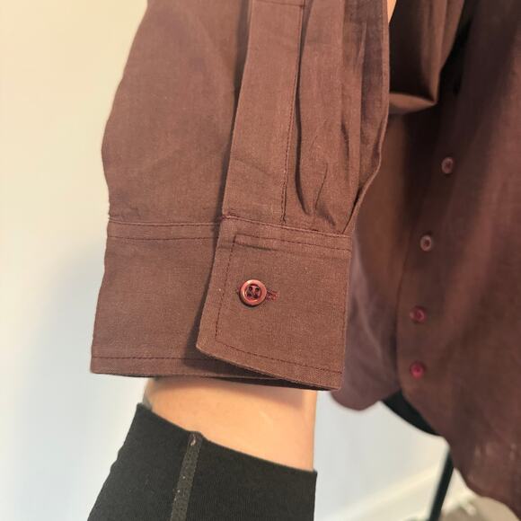 Vintage Alexander McQueen Mens Italian Burgundy Button Up Shirt RARE Size 46 - Picture 7 of 12